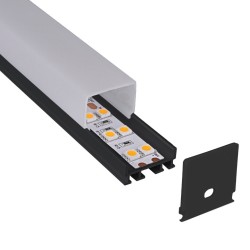 1" Black Big Square Top LED Aluminum Channel 
