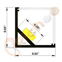 5/8" Square Full Cover Angled LED Aluminum Channel