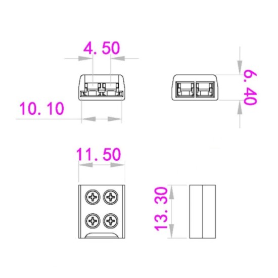 10mm Screw-on Solderless Strip to Wire Clear Connector 10mm Screw-on Solderless Strip to Wire Clear Connector