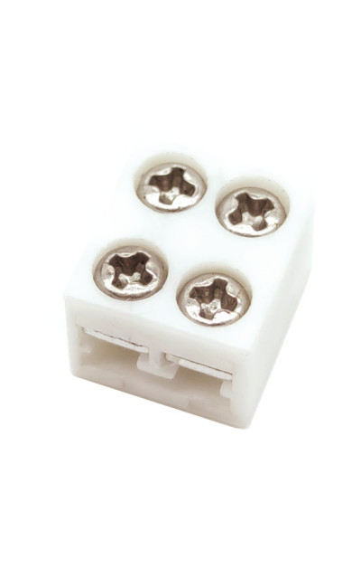 10mm Screw-on Solderless Strip to Strip White Coupling