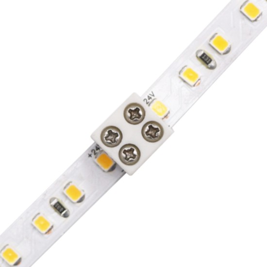 10mm Screw-on Solderless Strip to Strip White Coupling