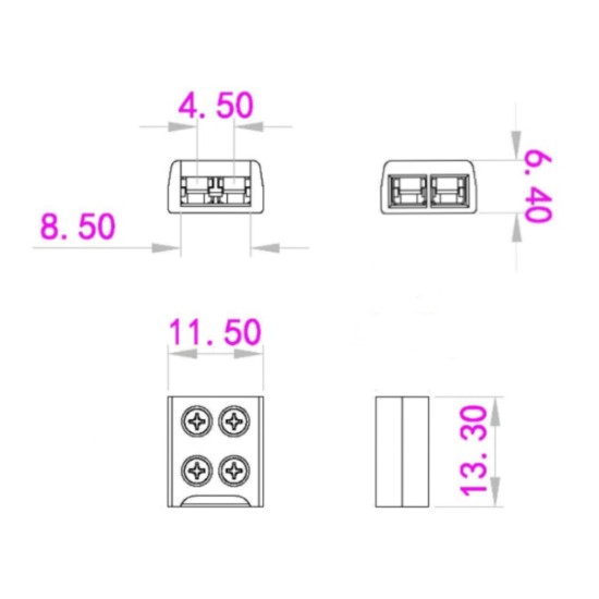 8mm Screw-on Solderless Strip to Wire Clear Connector 8mm Screw-on Solderless Strip to Wire Clear Connector