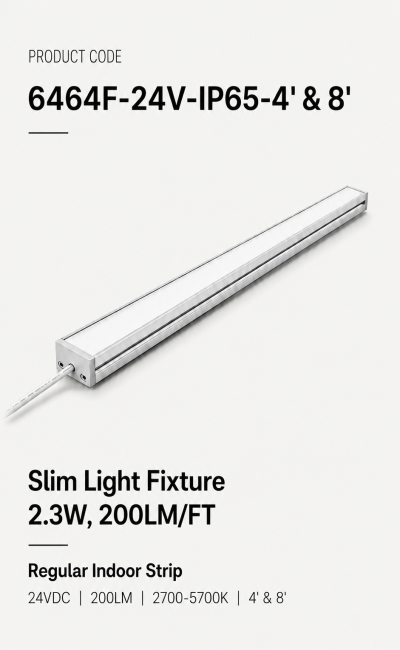 Slim Light Fixture 2.3W, 200LM/FT