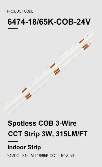 Spotless COB 3-Wire CCT Strip 3W, 315LM/FT