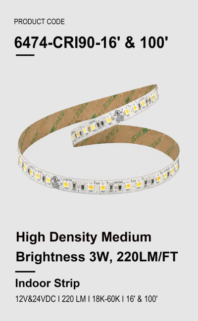 High Density Medium Brightness 16FT & 100FT 3W, 220LM/FT