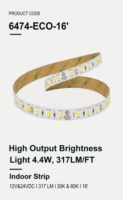 High Output Brightness 4.4W, 317LM/FT