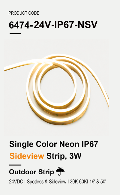 Single Color Neon IP67 Sideview Strip 3W/FT 24V DC