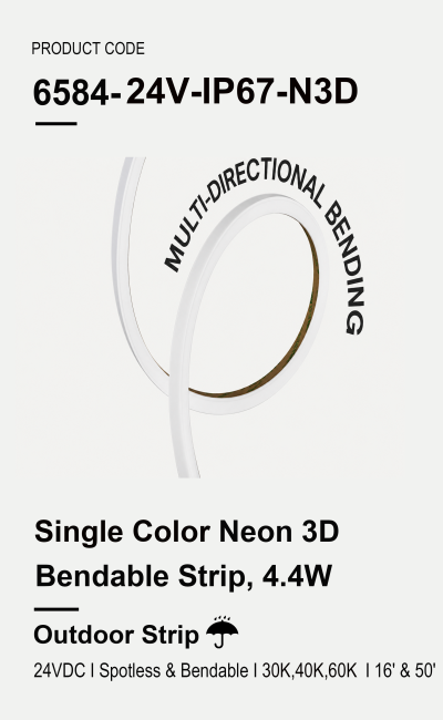 Single Color Neon 3D Bendable Strip 4.4W/FT 24V DC