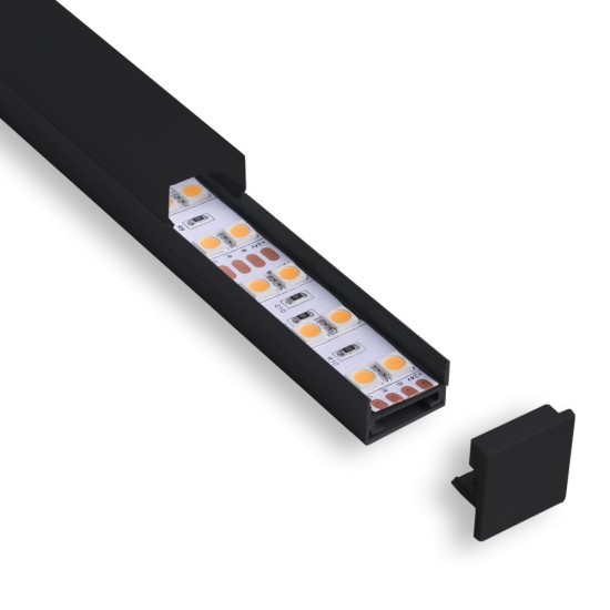 3/4" Square Top LED Black Lens Aluminum Channel 