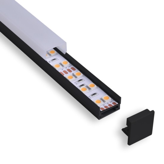 3/4" Square Top LED Black Aluminum Channel 